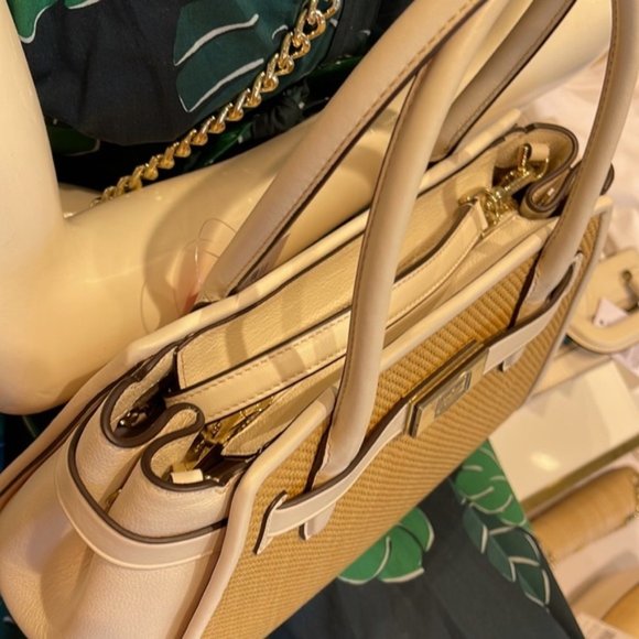 Kate Spade Lucia Straw Medium Satchel Parchment - Picture 11 of 16